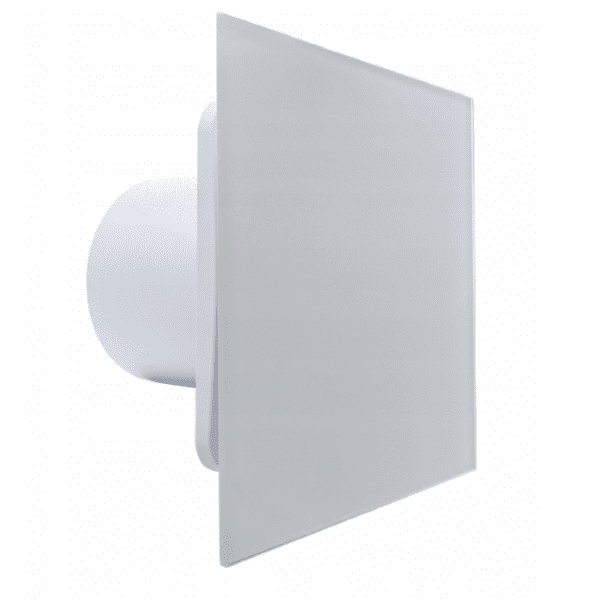 WENTYLATOR ŁAZIENKOWY DOMOWY FI100mm PANEL BIAŁE SZKŁO CICHY 26dB ŁOŻYSKA KULKOWE