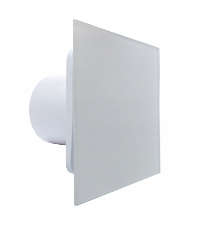GLASS NOWY WENTYLATOR ŁAZIENKOWY DOMOWY FI100mm PANEL BIAŁE SZKŁO CICHY 26dB ŁOŻYSKA KULKOWE - obrazek 1