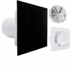 WENTYLATOR ŁAZIENKOWY DOMOWY FI100mm PANEL CZARNY CICHY 26dB STANDARD + GRATIS ZAWÓR ZWROTNY