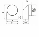 KOLANO Z PRZEDŁUŻENIEM ŁĄCZĄCE KANAŁ PŁASKI 120x60mm Z OKRĄGŁYM FI100mm VENTS 431 - obrazek 2