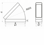 KOLANO POZIOME 45 STOPNI DO KANAŁU PŁASKIEGO 220x90mm PCV VENTS 955 - obrazek 2