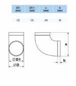 KOLANO WENTYLACYJNE OKRĄGŁE 90 STOPNI DO KANAŁU FI125mm PCV VENTS 590 - obrazek 2