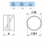 ŁĄCZNIK KANAŁÓW WENTYLACYJNYCH OKRĄGŁYCH FI125mm NYPEL Z ZAWOREM ZWROTNYM PCV VENTS 594 - obrazek 2