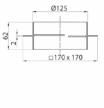 ŁĄCZNIK KANAŁÓW OKRĄGŁYCH FI125mm Z ZAWOREM ZWROTNYM I KOŁNIERZEM PCV VENTS 595 - obrazek 2