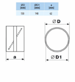 ŁĄCZNIK KANAŁÓW WENTYLACYJNYCH OKRĄGŁYCH FI150mm NYPEL Z ZAWOREM ZWROTNYM PCV VENTS 694 - obrazek 2