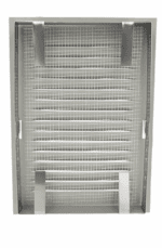 KRATKA WENTYLACYJNA KOMINOWA Z RAMKĄ 14x21 cm METALOWA CZARNY MAT STRUKTURA Z SIATKĄ - obrazek 2