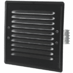 KRATKA WENTYLACYJNA KOMINOWA Z ŁAPKAMI 14x14 cm METALOWA CZARNA Z SIATKĄ PRZECIW OWADOM