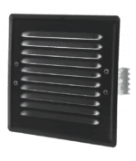 KRATKA WENTYLACYJNA KOMINOWA Z ŁAPKAMI 14x14 cm METALOWA CZARNA Z SIATKĄ PRZECIW OWADOM