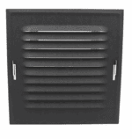 KRATKA WENTYLACYJNA KOMINOWA Z RAMKĄ 14x14 cm METALOWA CZARNY MAT STRUKTURA Z SIATKĄ