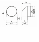 KOLANO ŁĄCZĄCE KANAŁ PŁASKI 120x60mm Z KANAŁEM OKRĄGŁYM FI100mm VENTS 430 - obrazek 2