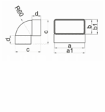 KOLANO WENTYLACYJNE PIONOWE 90 ST. DO KANAŁU 110x55mm VENTS 060 - obrazek 2