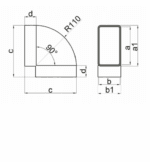 KOLANO WENTYLACYJNE POZIOME 90 ST. DO KANAŁU 120x60mm VENTS 450 - obrazek 2