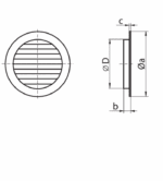 KRATKA WENTYLACYJNA OKRĄGŁA SKOŚNA FI125mm Z SIATKĄ PRZECIW OWADOM BIAŁA - obrazek 4