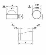 ŁĄCZNIK PRZEKROJÓW ZMIENNYCH KANAŁU PŁASKIEGO 120x60mm NA KANAŁ FI100mm VENTS - obrazek 2