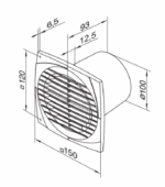 WENTYLATOR WYCIĄGOWY OSIOWY FI100 mm WYDAJNY 95m3/h STANDARD VENTIKA SIMPLE - obrazek 6