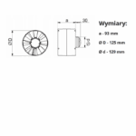 WENTYLATOR KANAŁOWY OSIOWY FI125 mm Z WYŁĄCZNIKIEM CZASOWYM WYDAJNY 190m3/h - obrazek 4