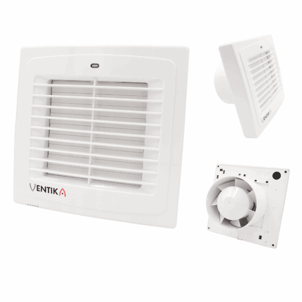 WENTYLATOR ŁAZIENKOWY DOMOWY FI100mm Z AUTOMATYCZNĄ ŻALUZJĄ I WYŁĄCZNIKIEM CZASOWYM