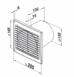 WENTYLATOR ŁAZIENKOWY DOMOWY FI150mm Z WYŁĄCZNIKIEM SZNURKOWYM WYDAJNY 292m3/h - obrazek 4