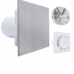 WENTYLATOR ŁAZIENKOWY DOMOWY FI100mm PANEL ALUMINIUM SZCZOTKOWANE CICHY 26dB + GRATIS ZAWÓR ZWROTNY