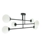 LAMPA SUFITOWA PALLE CZARNA SZKLANE KULE MLECZNE 6 X E27 NOWOCZESNA LOFT E27 - obrazek 2