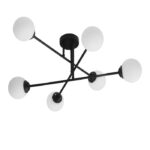 LAMPA SUFITOWA PALLE CZARNA SZKLANE KULE MLECZNE 6 X E27 NOWOCZESNA LOFT E27