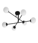 LAMPA SUFITOWA PALLE CZARNA SZKLANE KULE MLECZNE 6 X E27 NOWOCZESNA LOFT E27