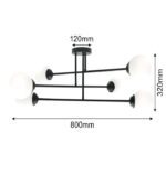 LAMPA SUFITOWA PALLE CZARNA SZKLANE KULE MLECZNE 6 X E27 NOWOCZESNA LOFT E27 - obrazek 7