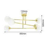 LAMPA SUFITOWA PALLE ZŁOTA SZKLANE KULE MLECZNE 6 X E27 NOWOCZESNA LOFT E27 - obrazek 3