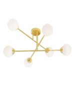 LAMPA SUFITOWA PALLE ZŁOTA SZKLANE KULE MLECZNE 6 X E27 NOWOCZESNA LOFT E27