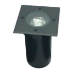 LAMPA NAJAZDOWA GRUNTOWA CZARNA KWADRATOWA 11CM REGULOWANA GU10 IP67