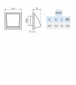 WYLOT ŚCIENNY Z OKAPEM DO KANAŁU OKRĄGŁEGO FI125mm Z ZAWOREM ZWROTNYM - obrazek 5