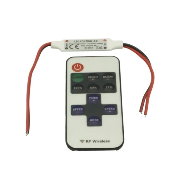 ŚCIEMNIACZ LED RF 72W MINI Z PILOTEM RADIOWYM - Z PRZEWODAMI DO LUTOWANIA