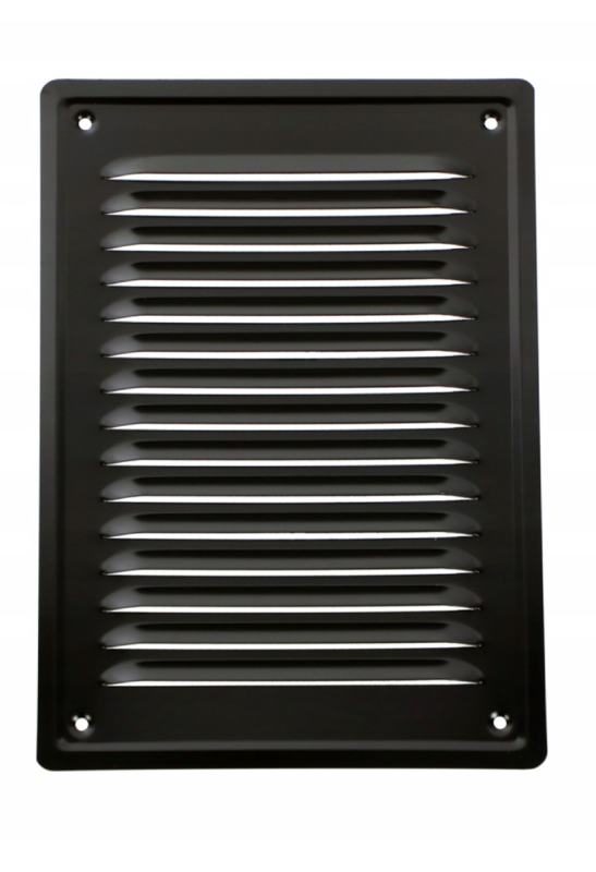 CZARNA 14X21 KRATKA WENTYLACYJNA KOMINOWA 14x21 cm METALOWA CZARNA Z SIATKĄ PRZECIW OWADOM - obrazek 1