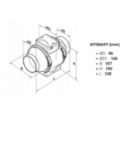 WENTYLATOR KANAŁOWY O PRZEPŁYWIE MIESZANYM FI100mm Z TIMEREM WYDAJNY 187m3/h VENTS - obrazek 6