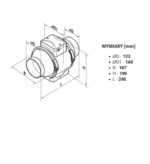 WENTYLATOR KANAŁOWY O PRZEPŁYWIE MIESZANYM FI125mm WYDAJNY 280m3/h VENTS - obrazek 6