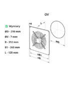 WENTYLATOR OSIOWY PRZEMYSŁOWY ŚCIENNY W OBUDOWIE ZE STALI WYDAJNY 860m3/h - obrazek 4