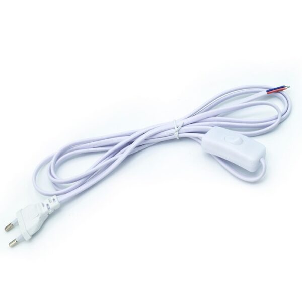 KABEL PRZYŁĄCZENIOWY 2.5 M 2X 0.5 BIAŁY Z WYŁĄCZNIKIEM