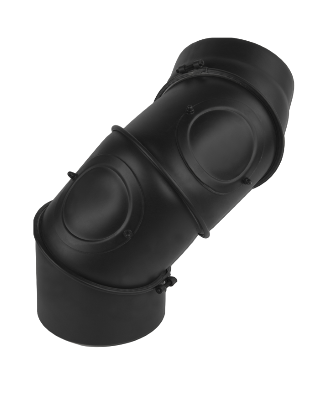 bertr33 KOLANO SPALINOWE ŻAROODPORNE FI130mm NASTAWNE Z REWIZJAMI 4-SEGMENTOWE CZARNE PRODMAX - obrazek 1