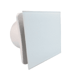 WENTYLATOR ŁAZIENKOWY DOMOWY FI150mm Z WYŁĄCZNIKIEM CZASOWYM PANEL BIAŁE SZKŁO ŁOŻYSKA KULKOWE